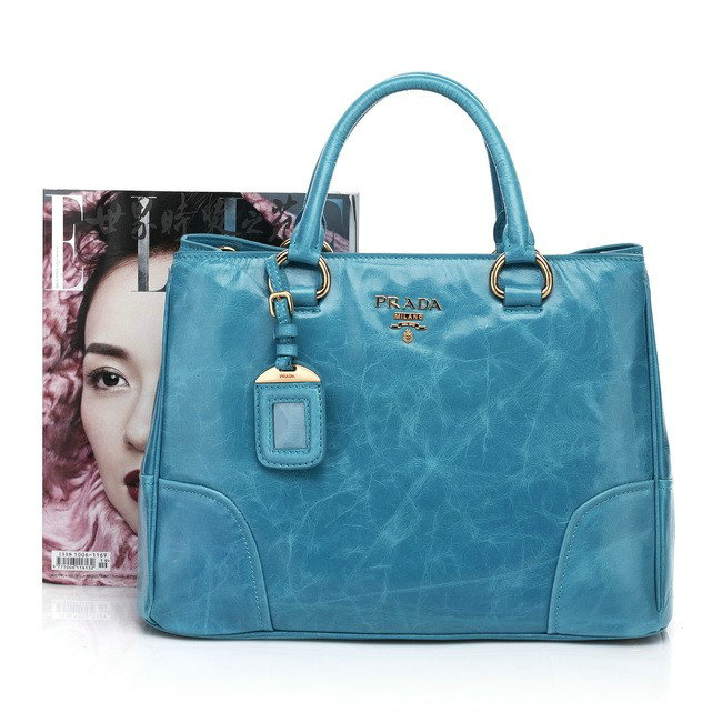 2014 Prada bright Leather Tote Bag for sale BN2533 light blue